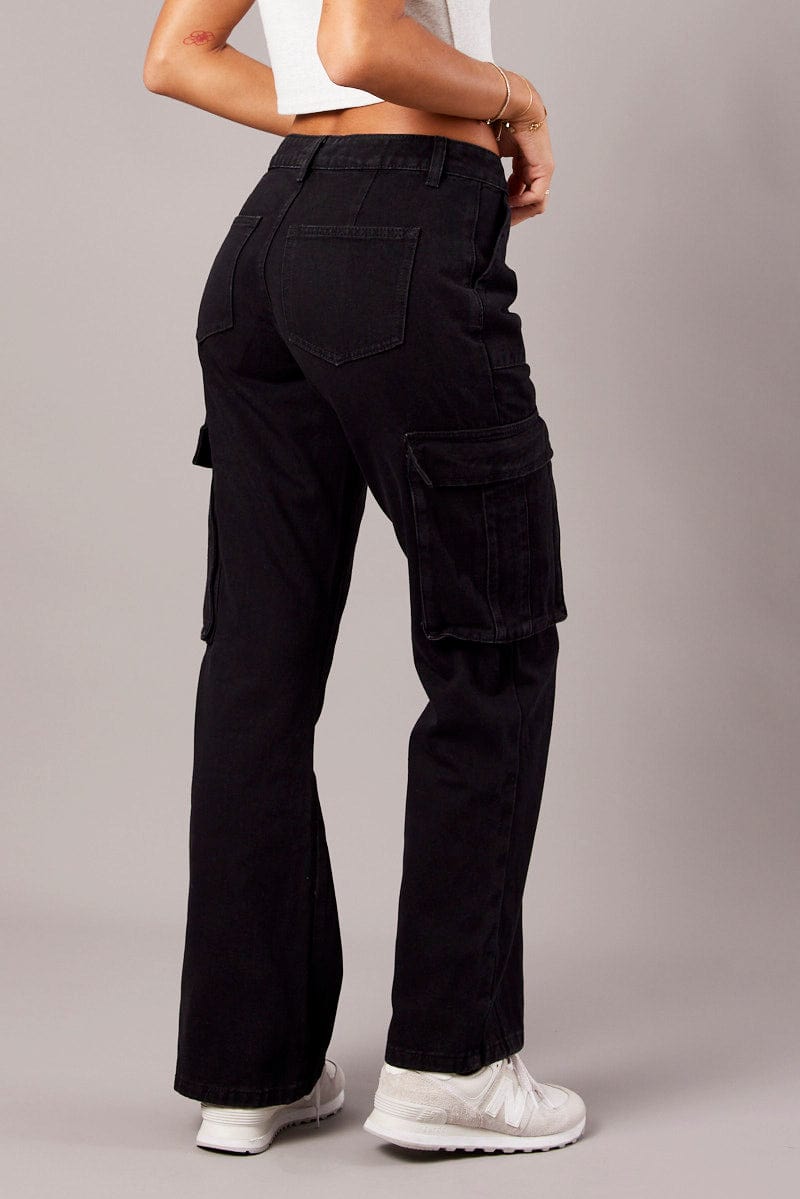 Black Cargo Jean Mid Rise for Ally Fashion