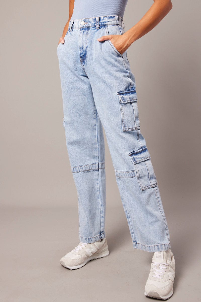Denim Cargo Jean Wide Leg for Ally Fashion