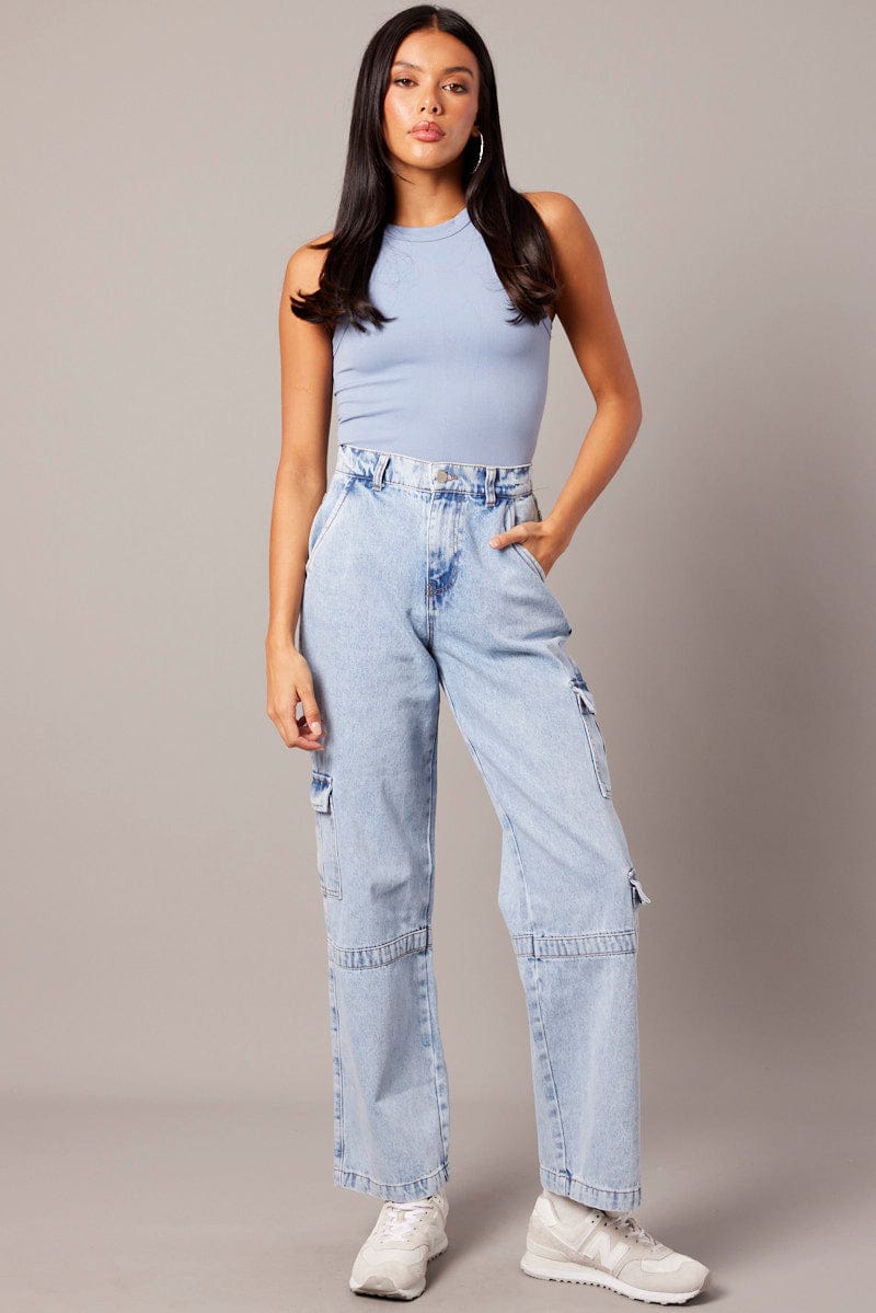 Denim Cargo Jean Wide Leg for Ally Fashion