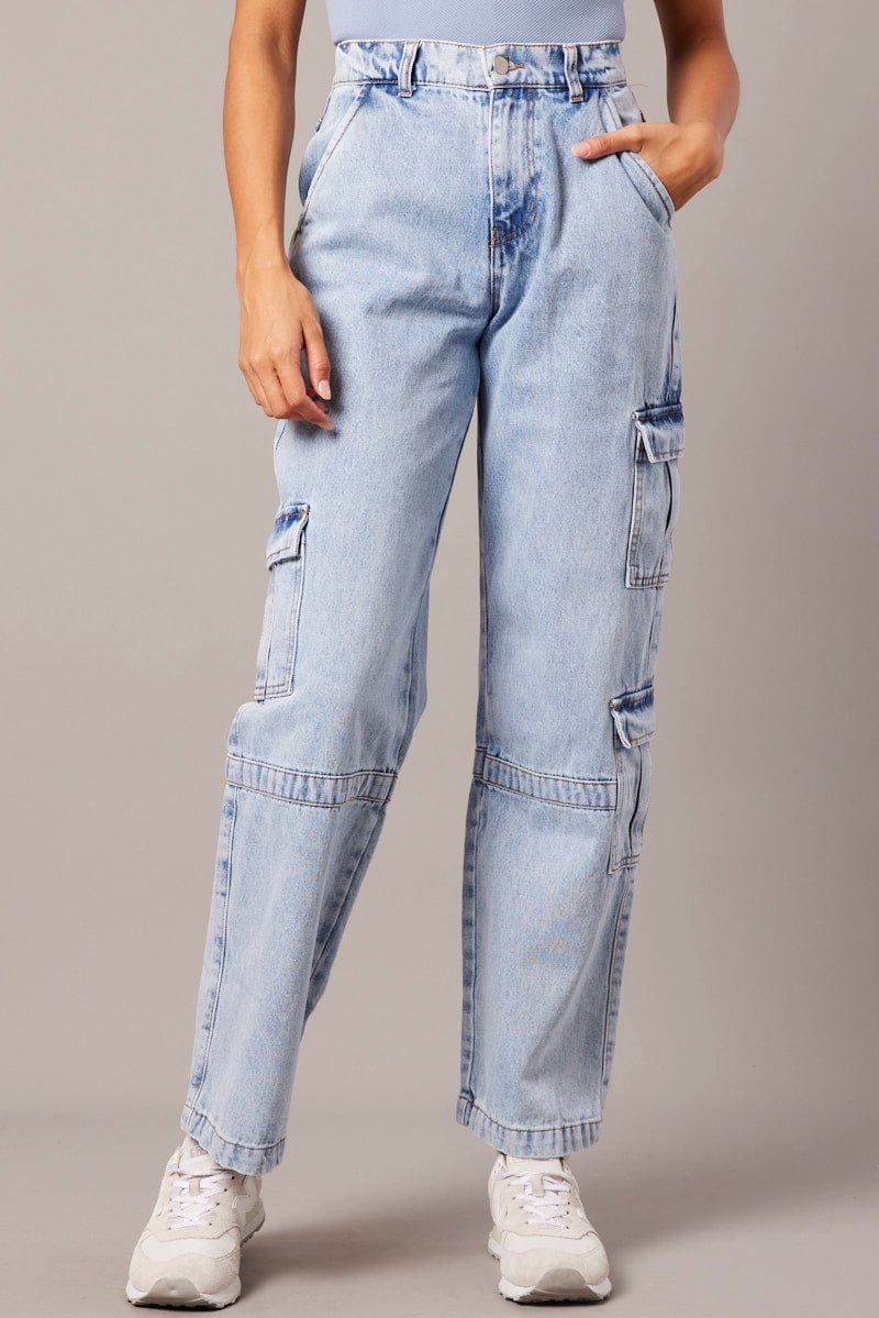 Denim Cargo Jean Wide Leg for Ally Fashion