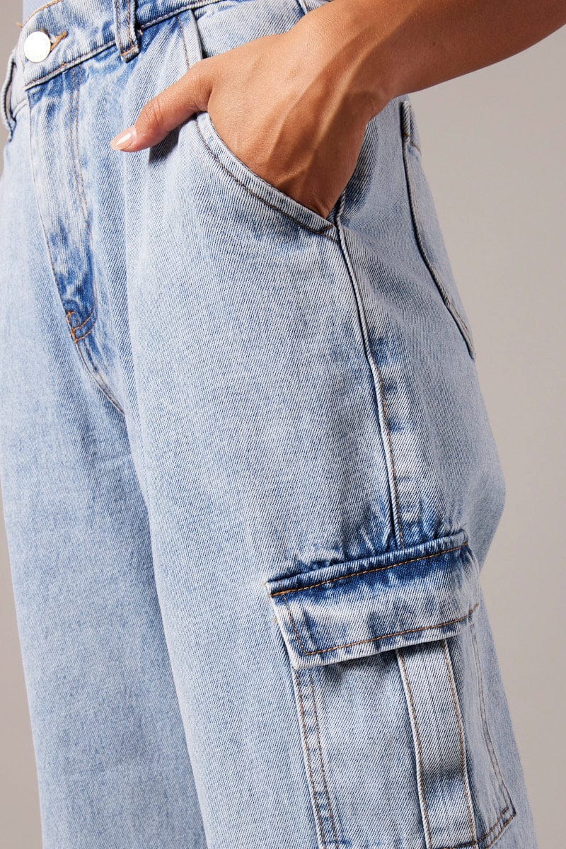 Denim Cargo Jean Wide Leg for Ally Fashion