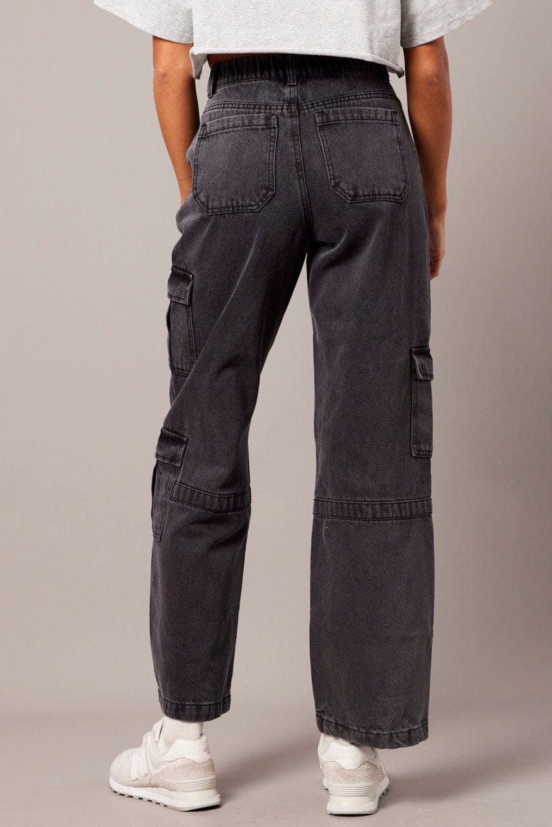 Grey Cargo Jean Wide Leg for Ally Fashion