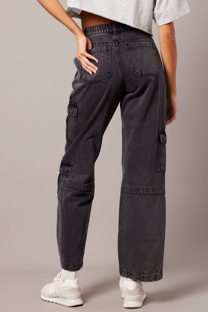 Grey Cargo Jean Wide Leg for Ally Fashion