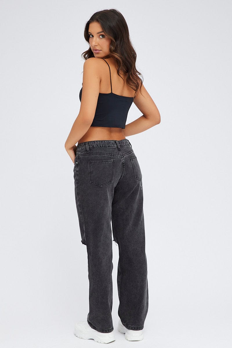 Black Baggy Jeans Low Rise for Ally Fashion