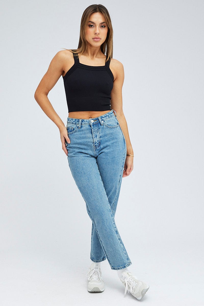 Blue High Rise Mom Jeans for Ally Fashion