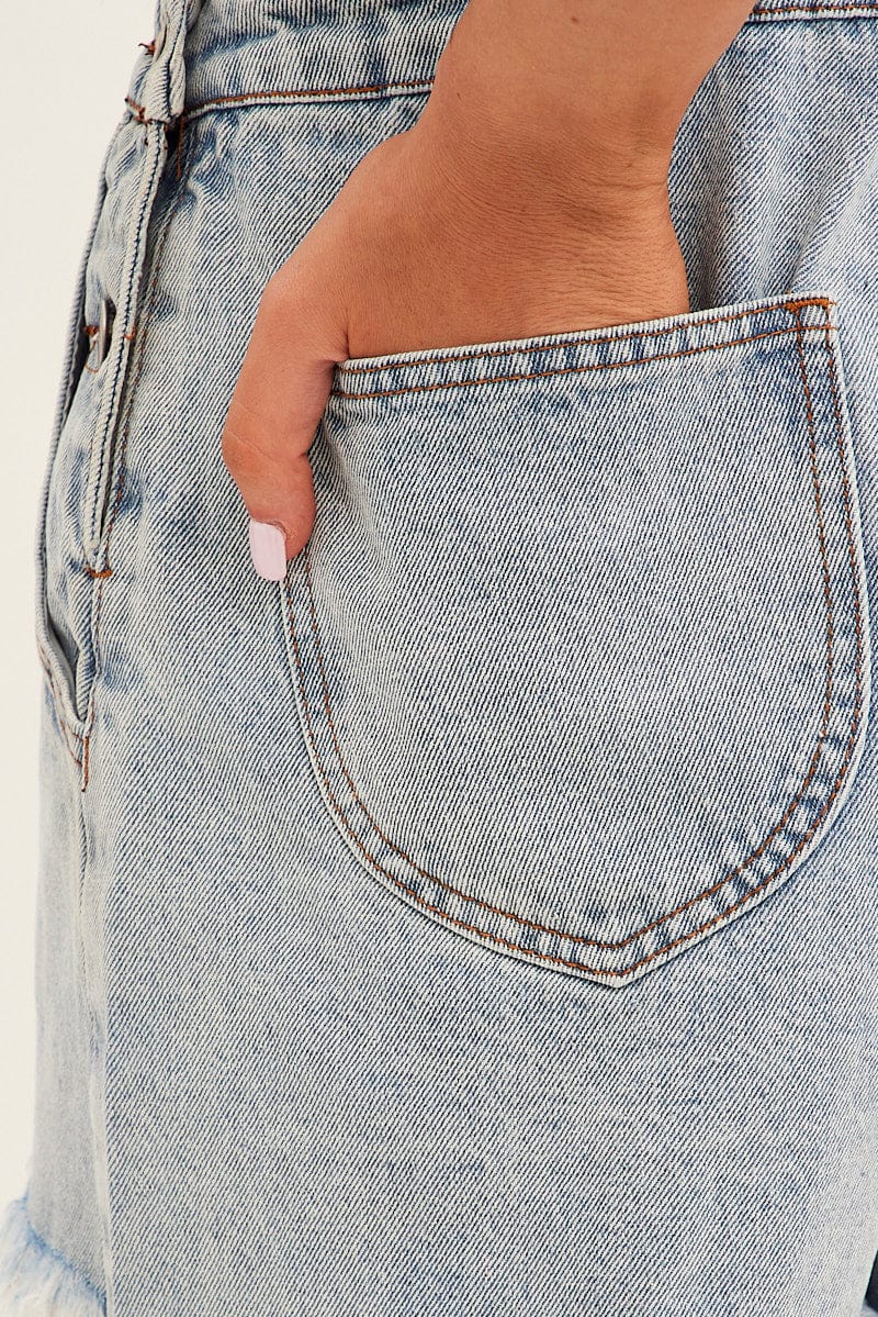 Denim Distressed Denim Short Overalls for Ally Fashion