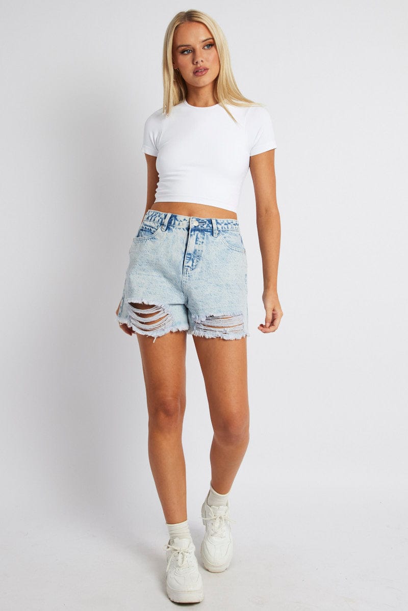 Denim High Rise Denim Short Ripped for Ally Fashion