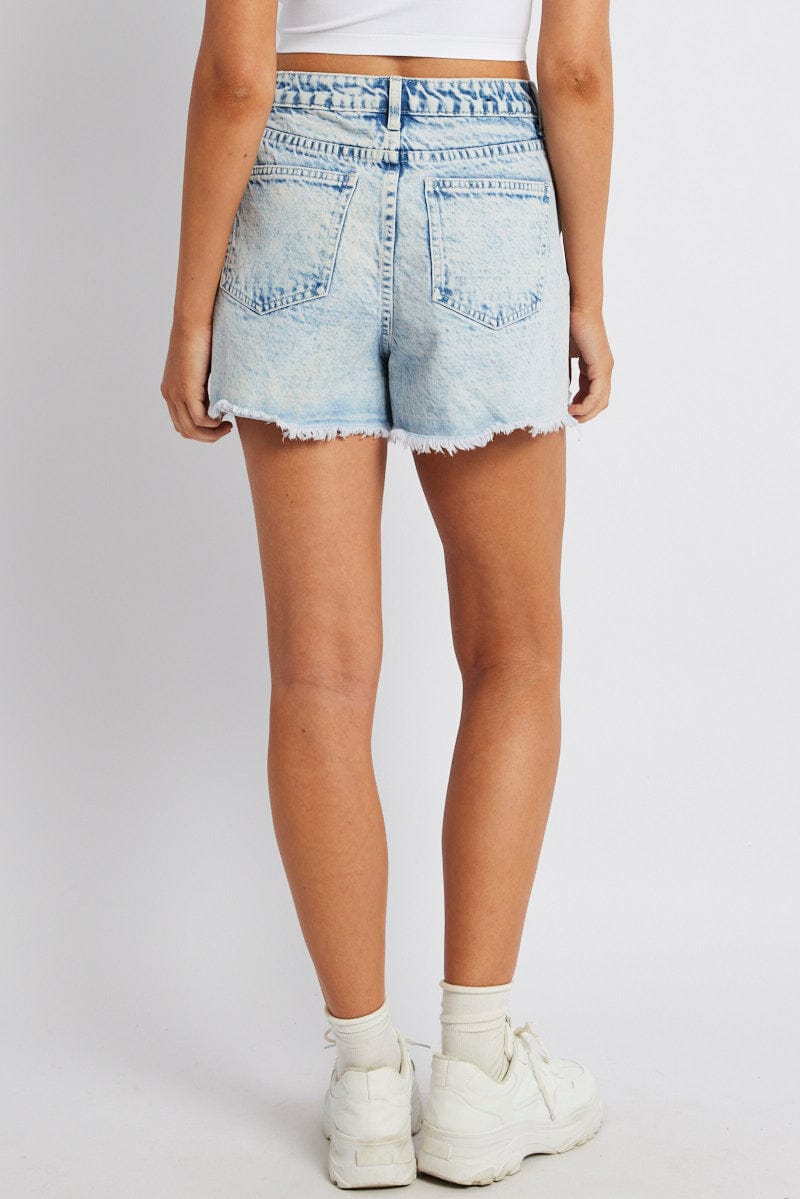 Denim High Rise Denim Short Ripped for Ally Fashion