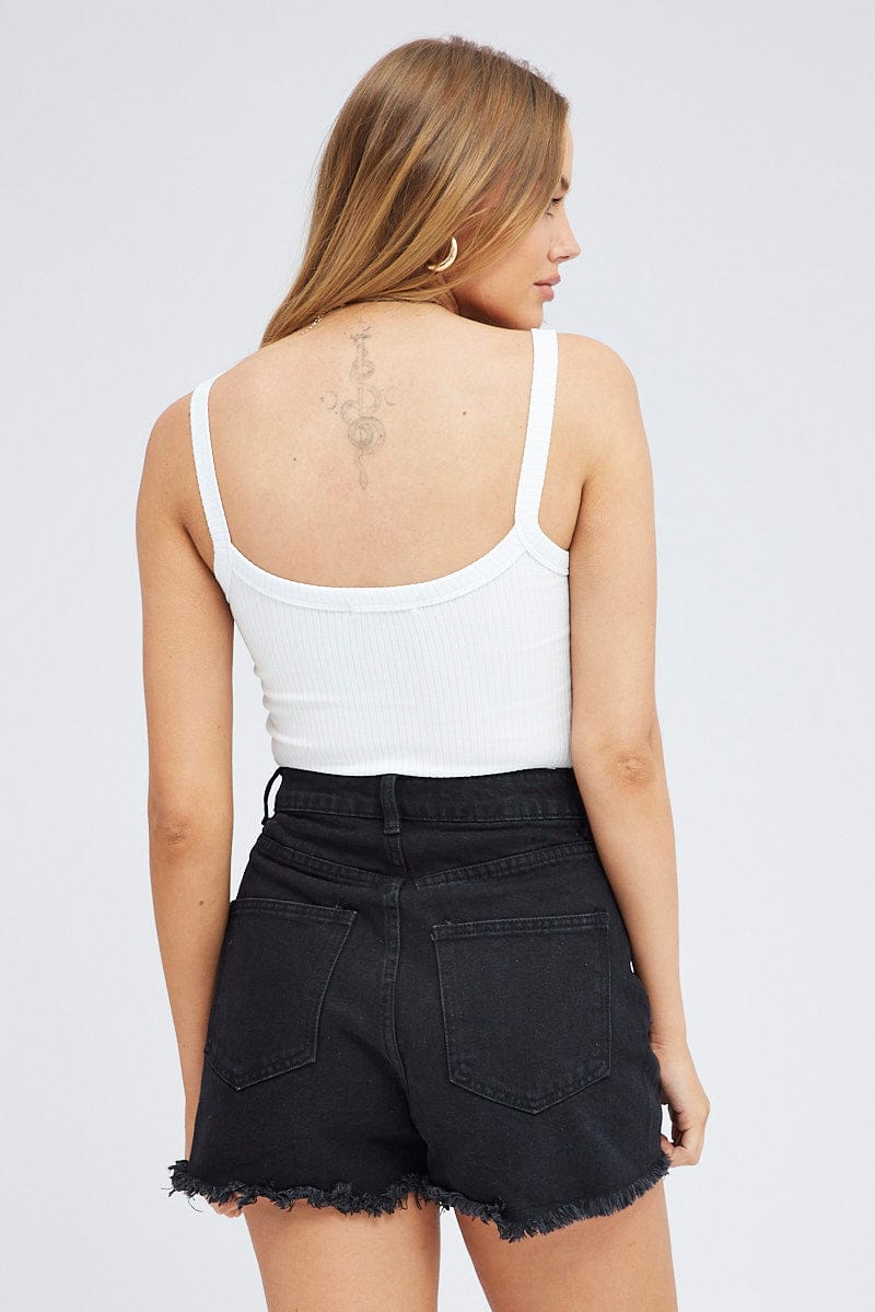 Black Ripped Denim Shorts for Ally Fashion