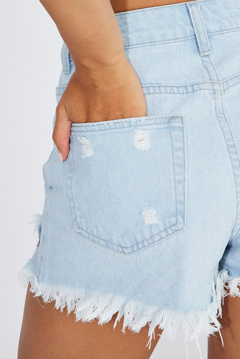 Denim Ripped Denim Shorts High Rise for Ally Fashion