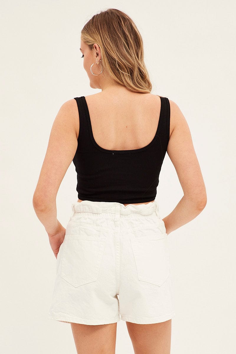 White High Waist Denim Shorts Relaxed for Ally Fashion