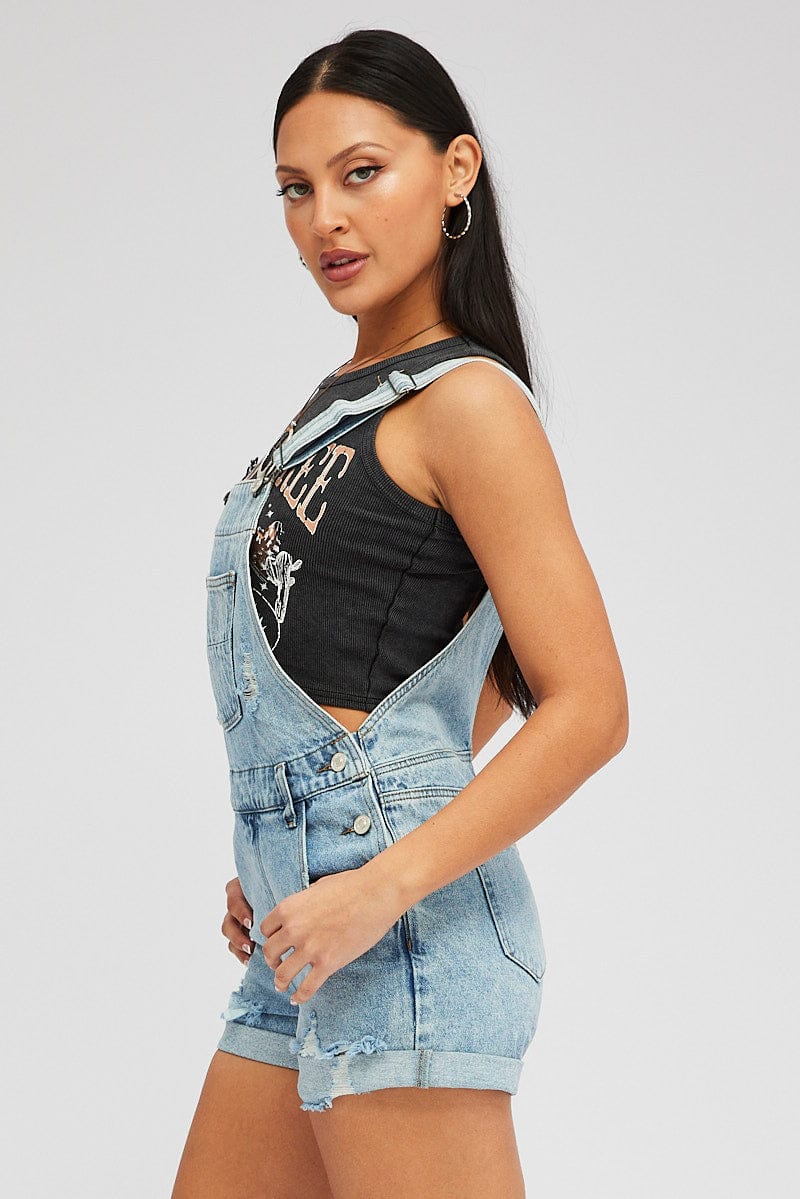 Distressed Denim Overall Dress with Ruffles - Marblelously Petite
