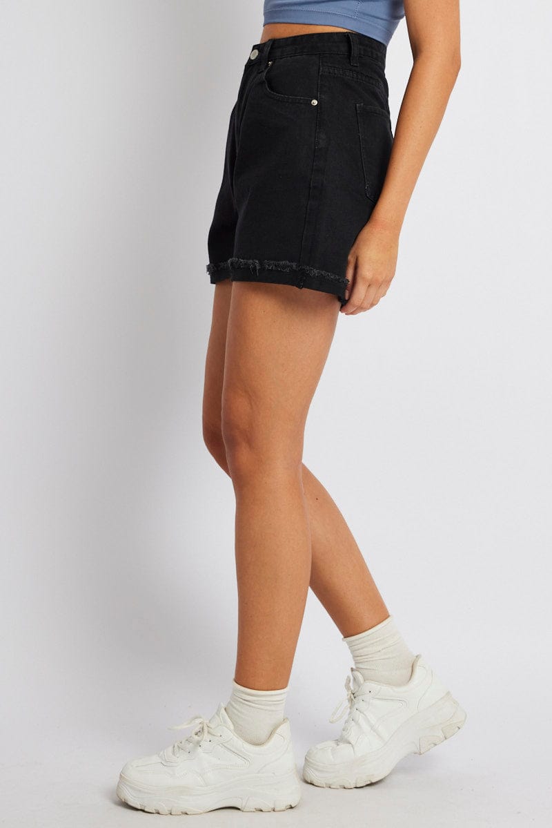 Black Mom Denim Shorts High Rise for Ally Fashion