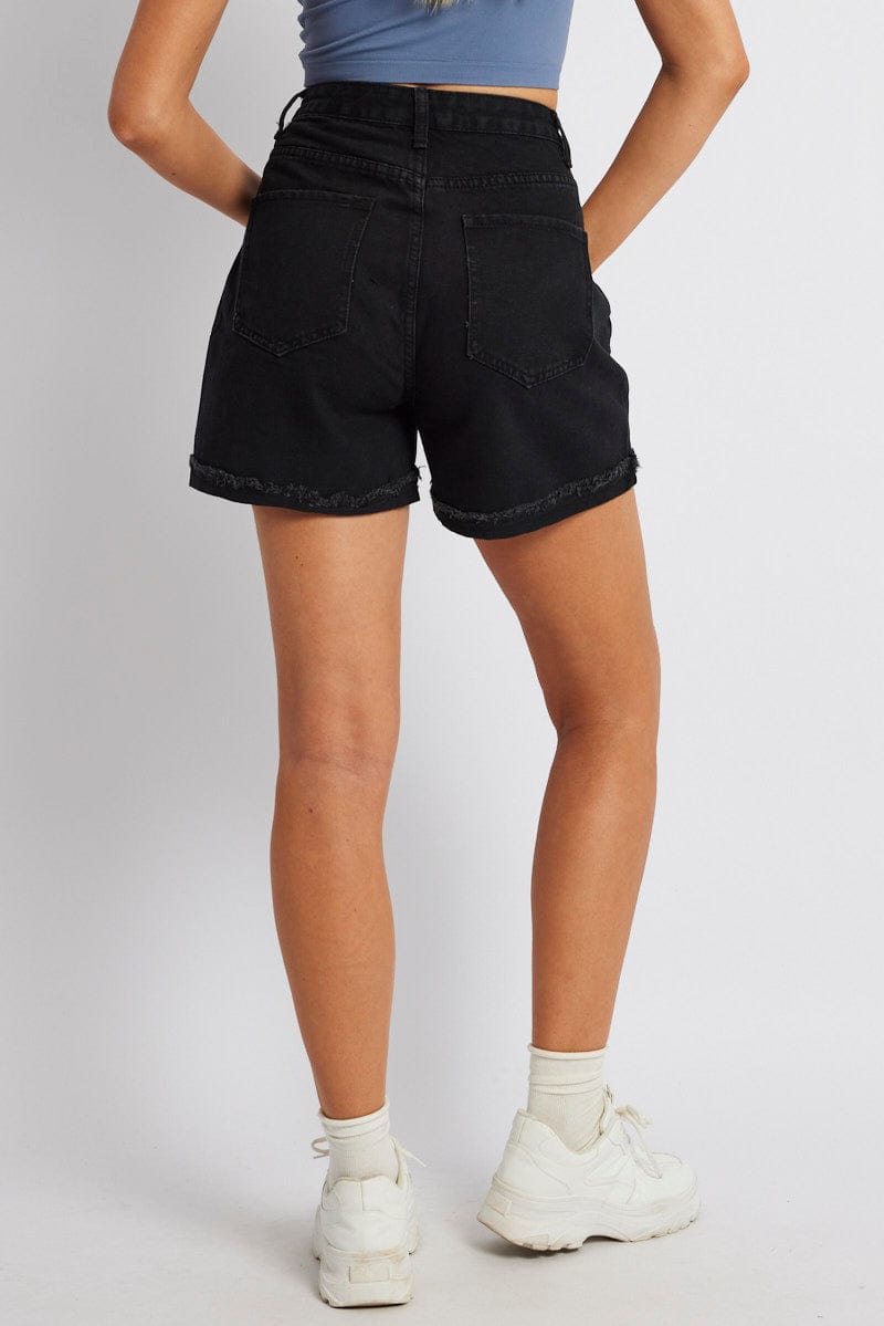 Black Mom Denim Shorts High Rise for Ally Fashion