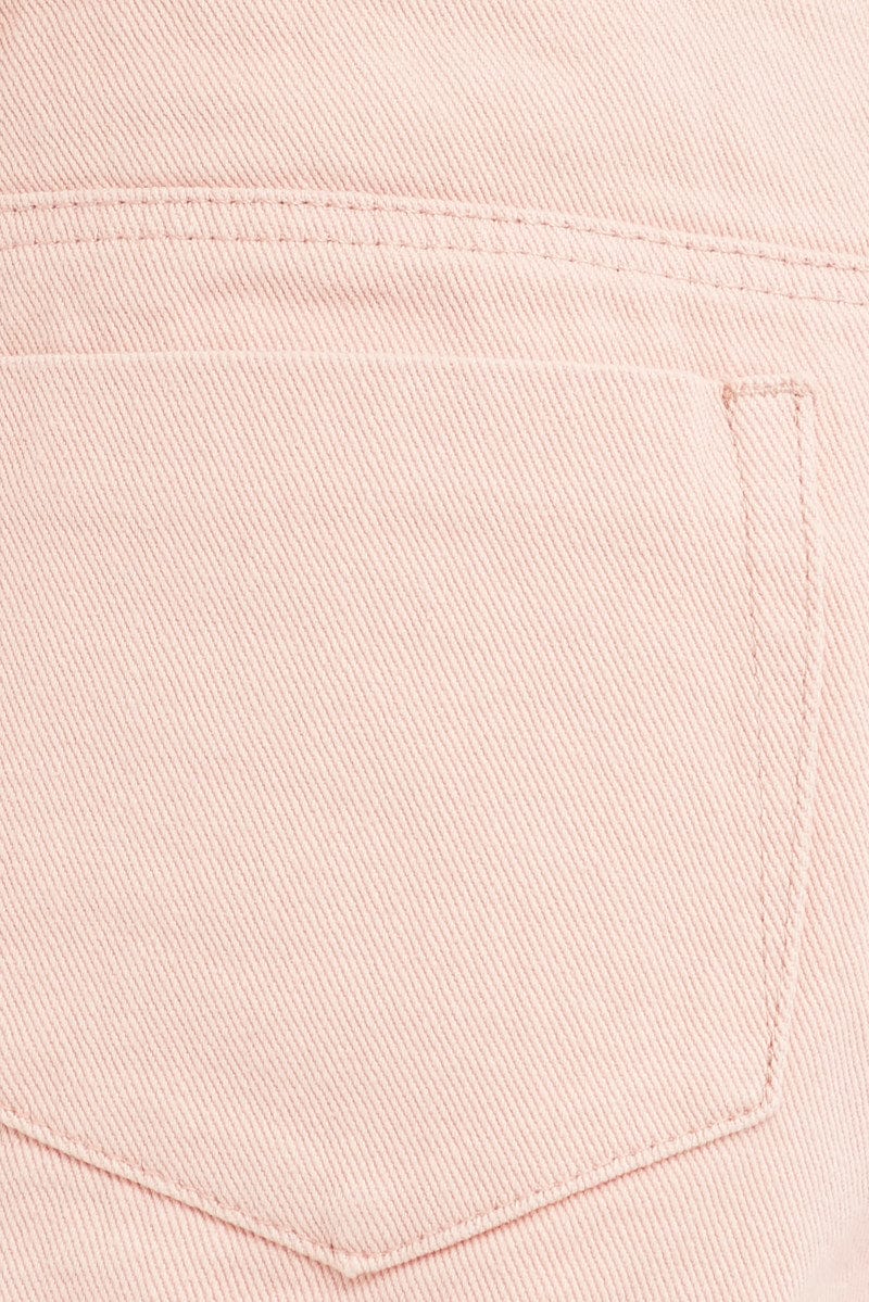 Pink Cargo Denim Shorts Low Rise for Ally Fashion