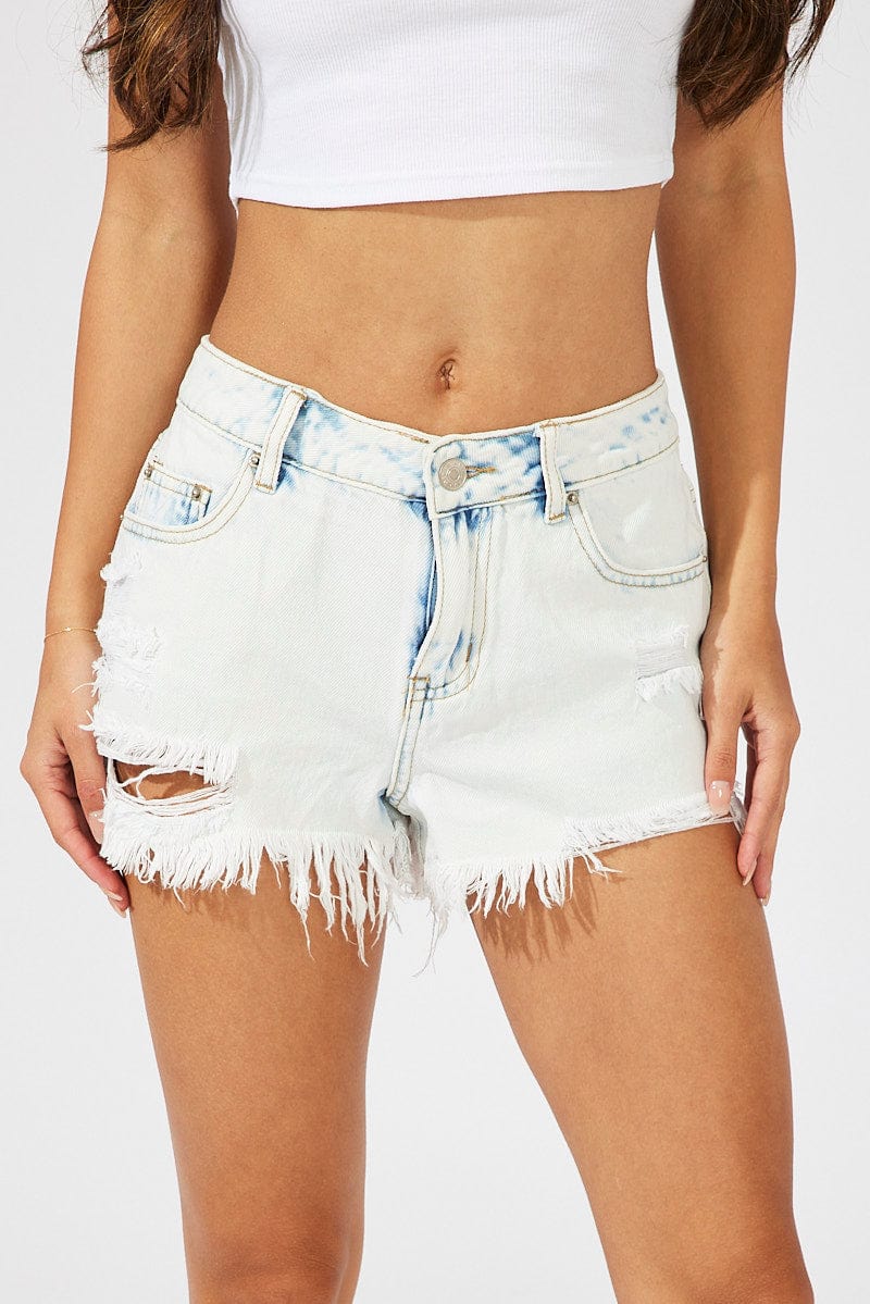 Denim Ripped Shorts Low Rise for Ally Fashion