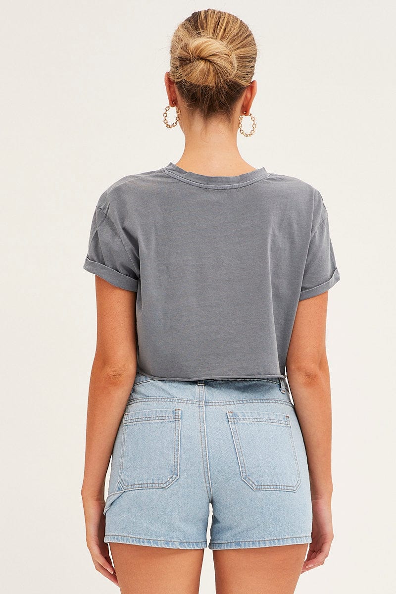 Blue Relaxed Denim Shorts High Rise for Ally Fashion