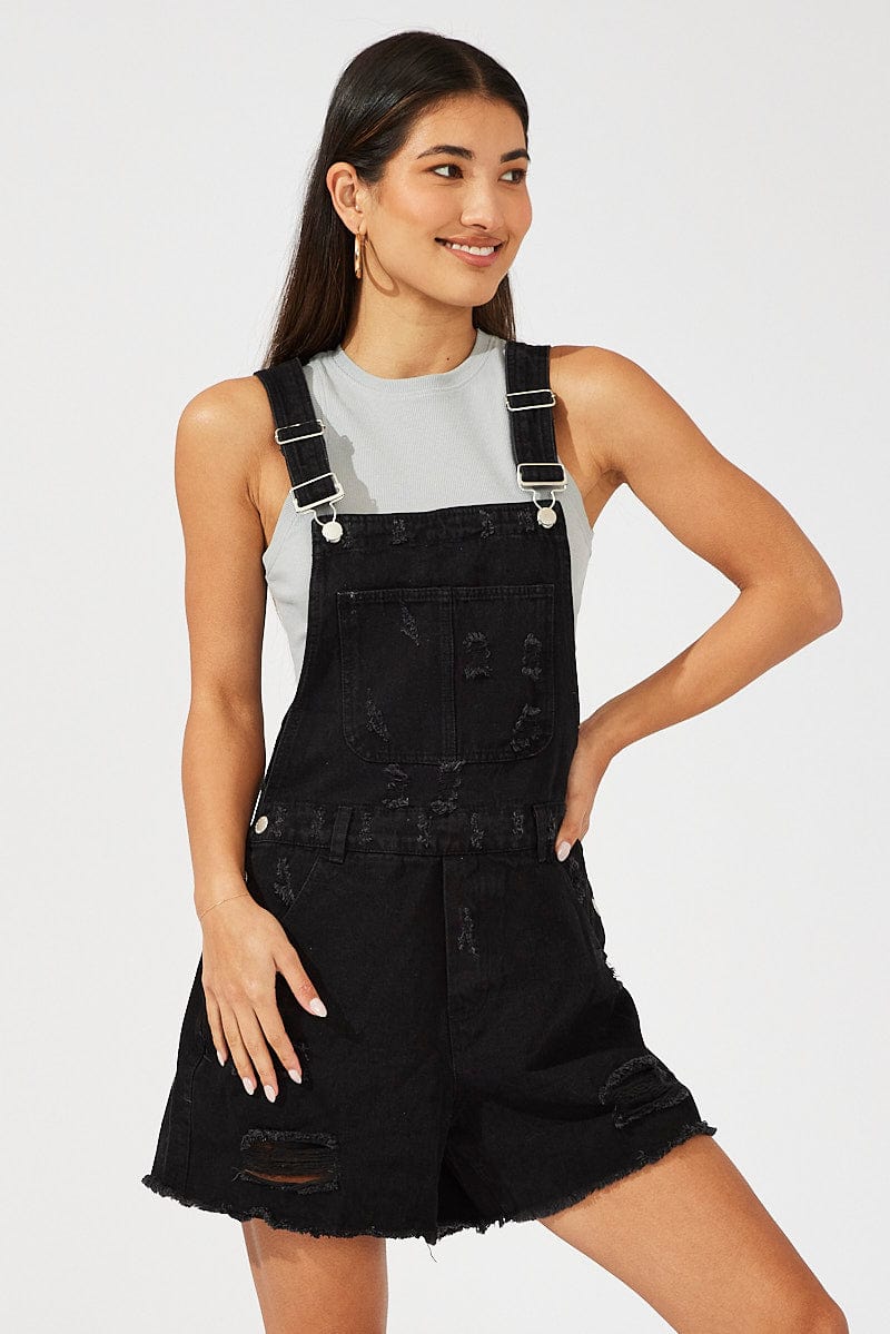 Buy DISOLVE Women Ripped Denim Overall Shorts Romper Jumpsuit LIGHT BLUE  COLOR (M) at Amazon.in