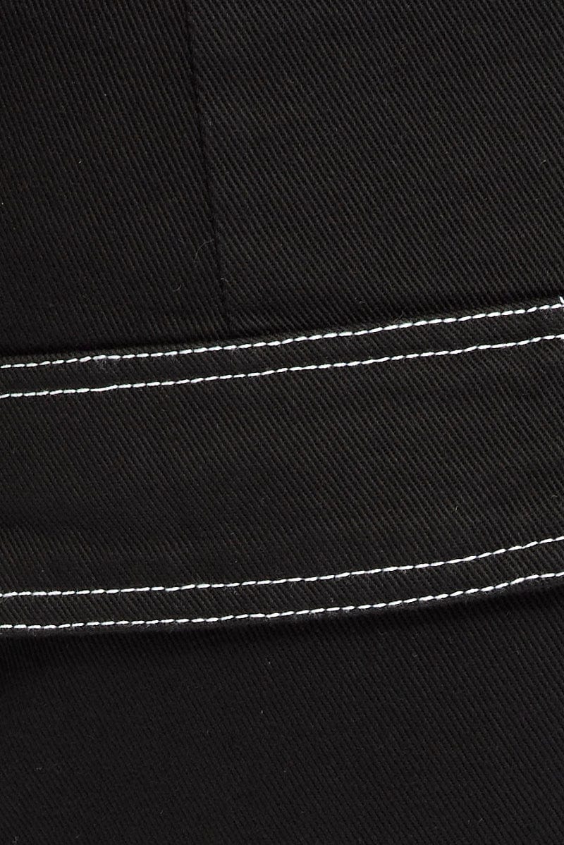 Black Cargo Shorts Contrast Stitching | Ally Fashion