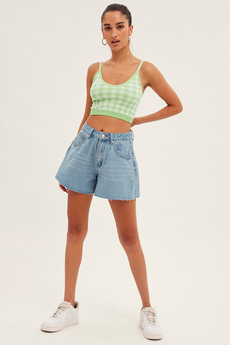 Blue Relaxed Denim Shorts High Rise for Ally Fashion