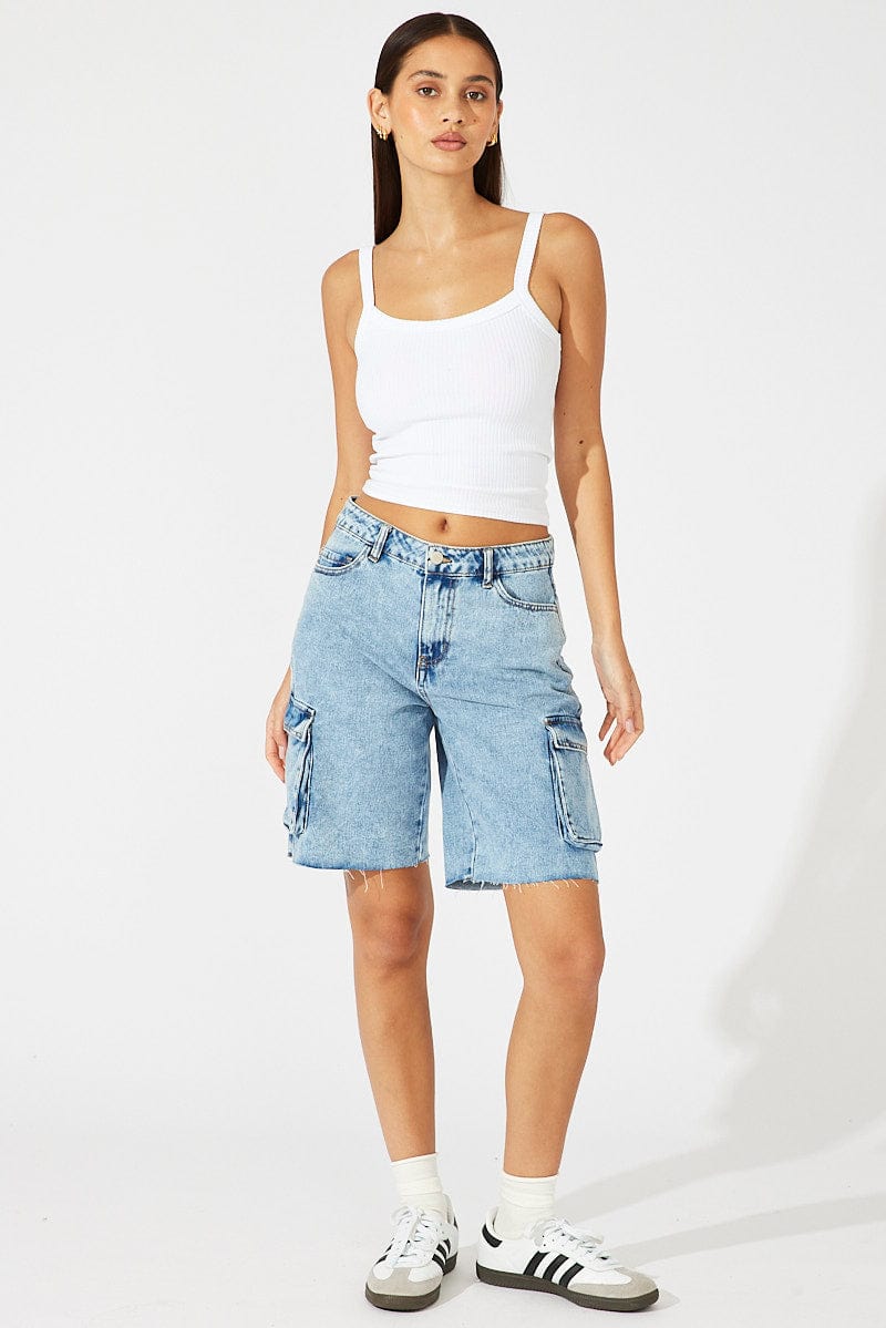 Denim Cargo Denim Shorts Jort for Ally Fashion