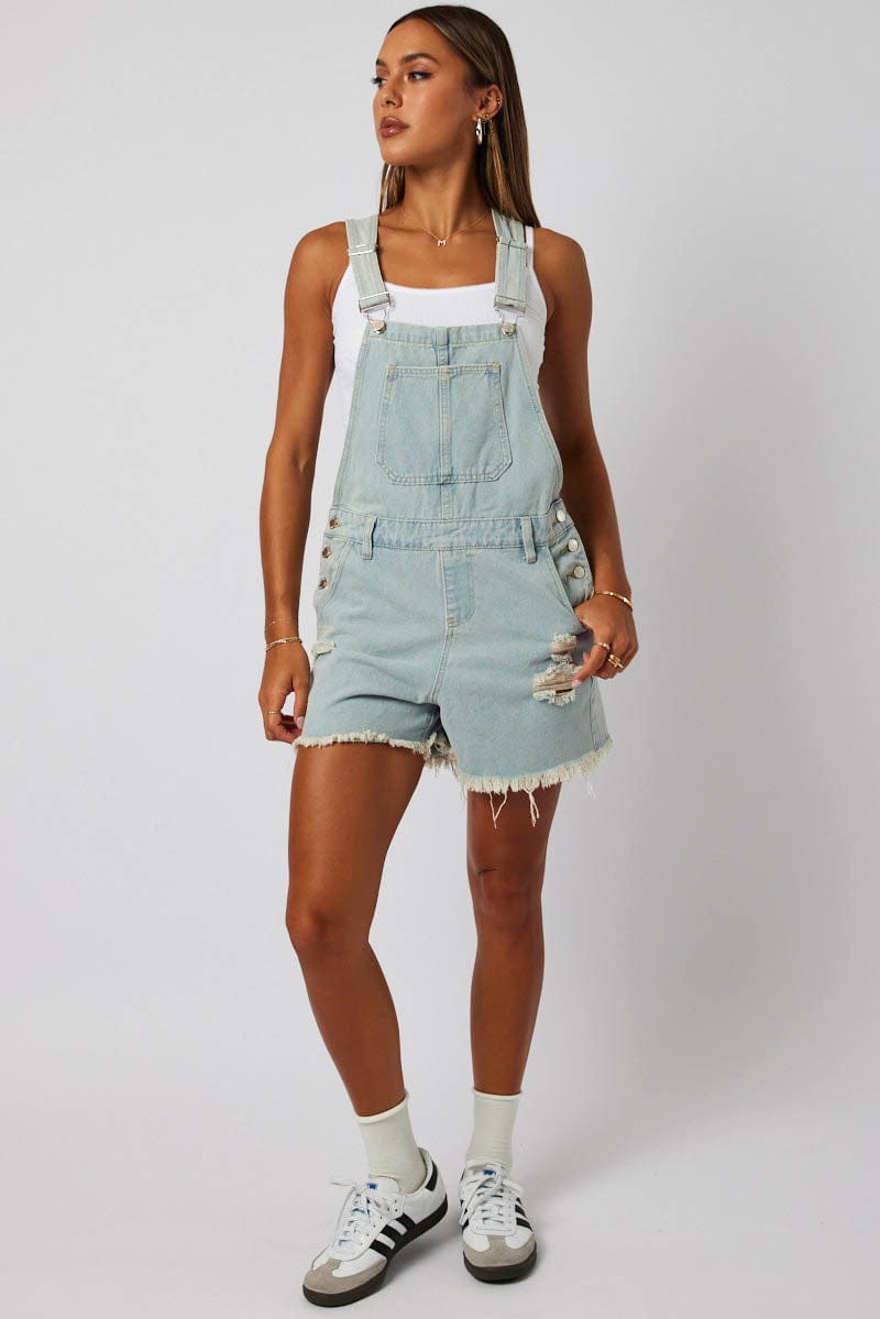 Denim Short Dungaree Ripped for Ally Fashion