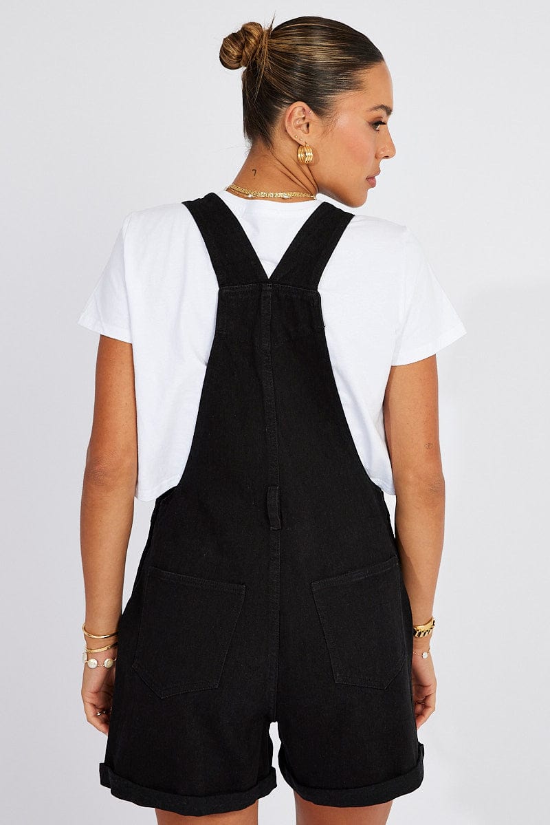 Black Short Denim Overalls | Ally Fashion Black Short Denim Overalls | Ally Fashion