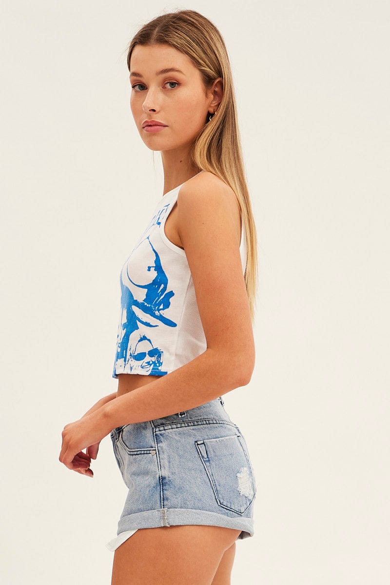 Blue Relaxed Denim Shorts Low Rise for Ally Fashion