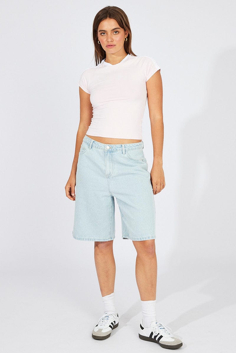 Denim Longline Shorts Wide Leg for Ally Fashion