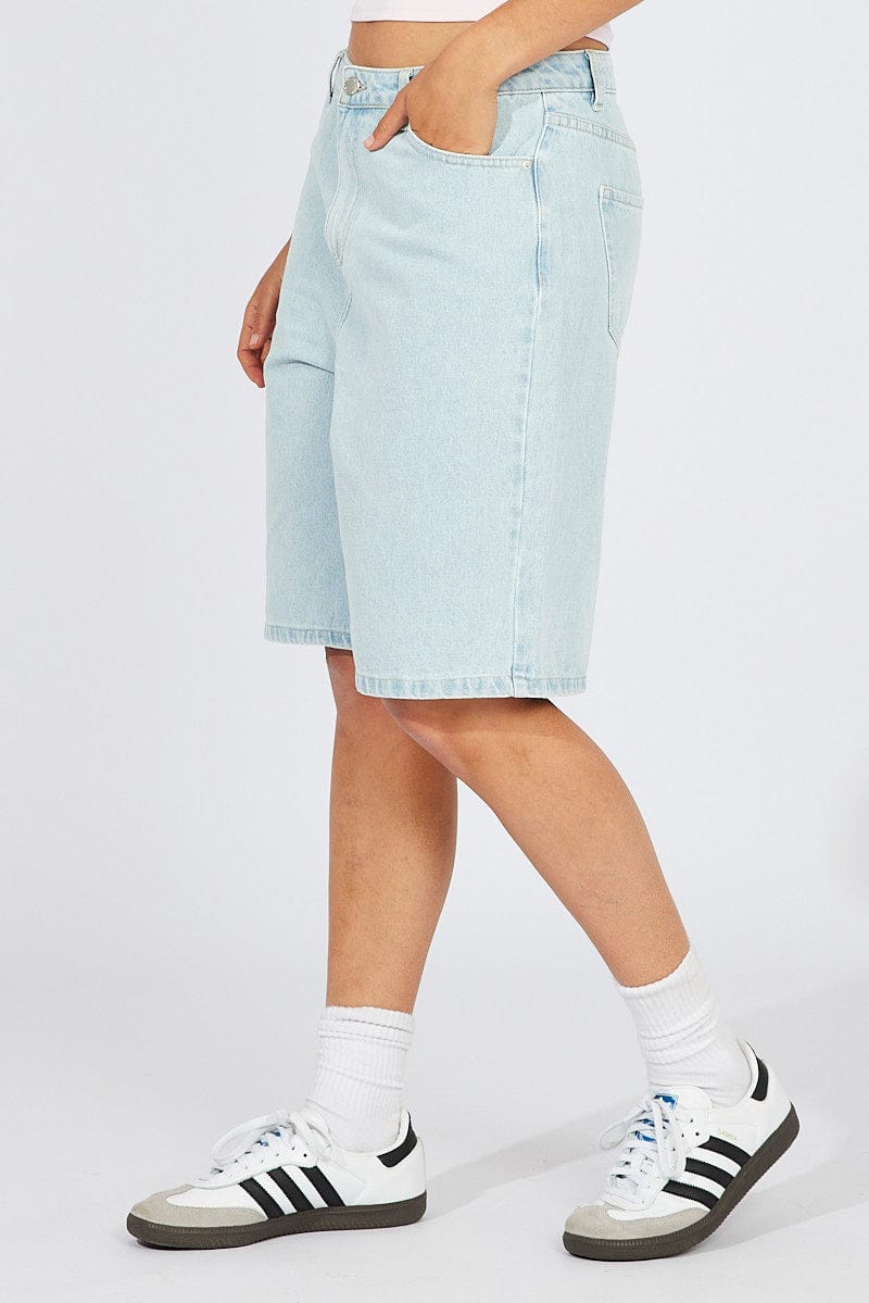 Denim Longline Shorts Wide Leg for Ally Fashion