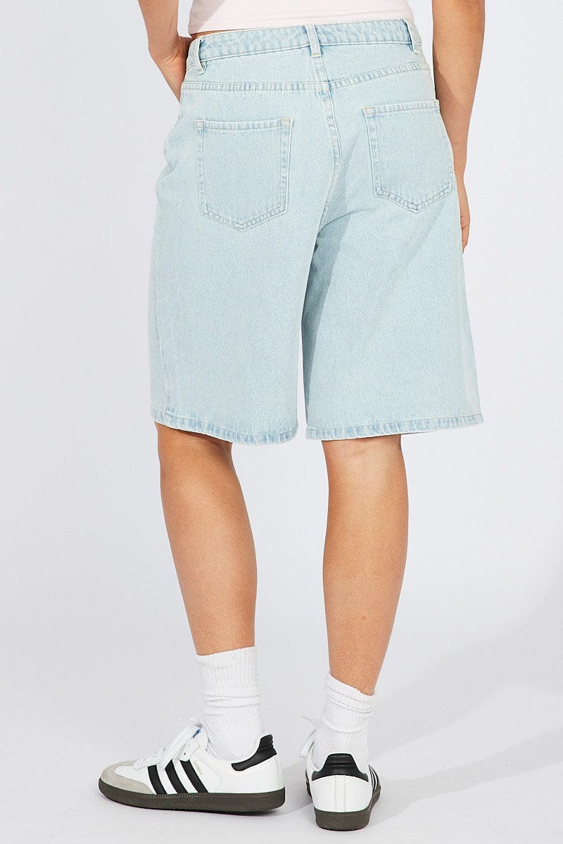 Denim Longline Shorts Wide Leg for Ally Fashion