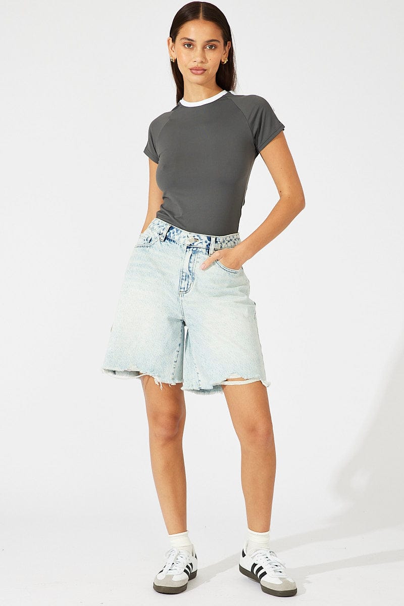 Denim Low Rise Denim Short Longline for Ally Fashion