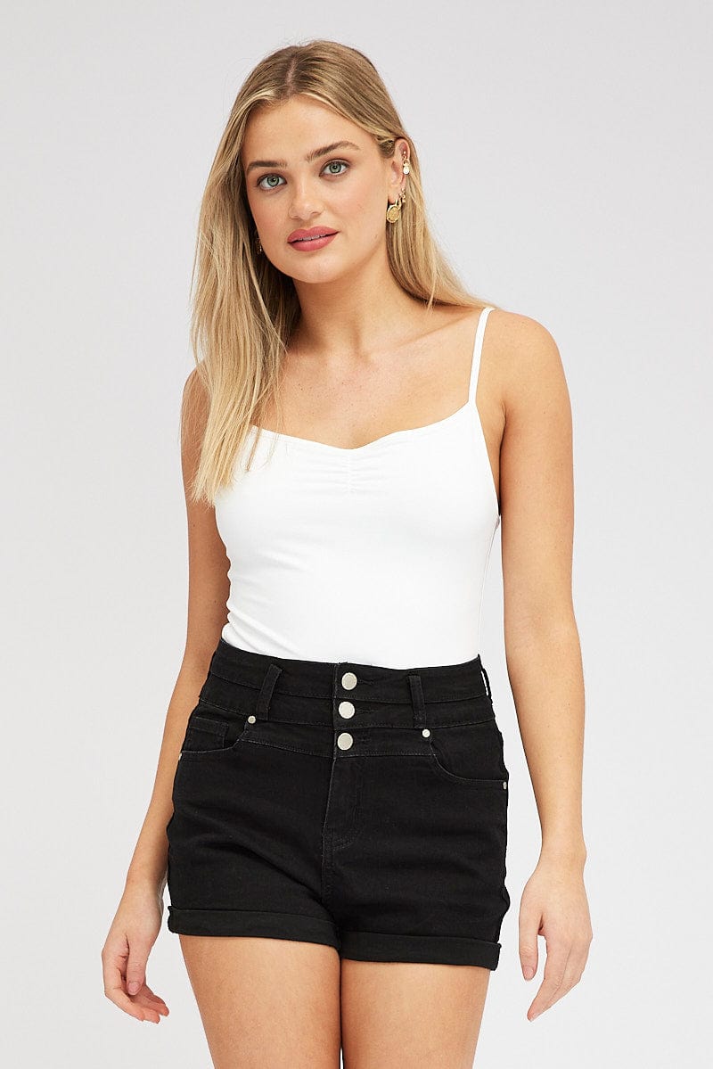 Black Skinny Shorts High Rise for Ally Fashion