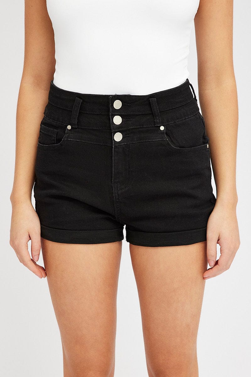 Black Skinny Shorts High Rise for Ally Fashion