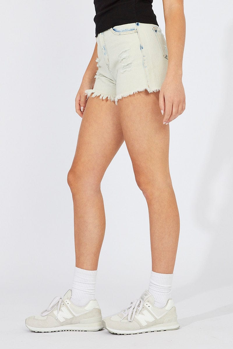 Denim Ripped Denim Shorts Acid Washing for Ally Fashion