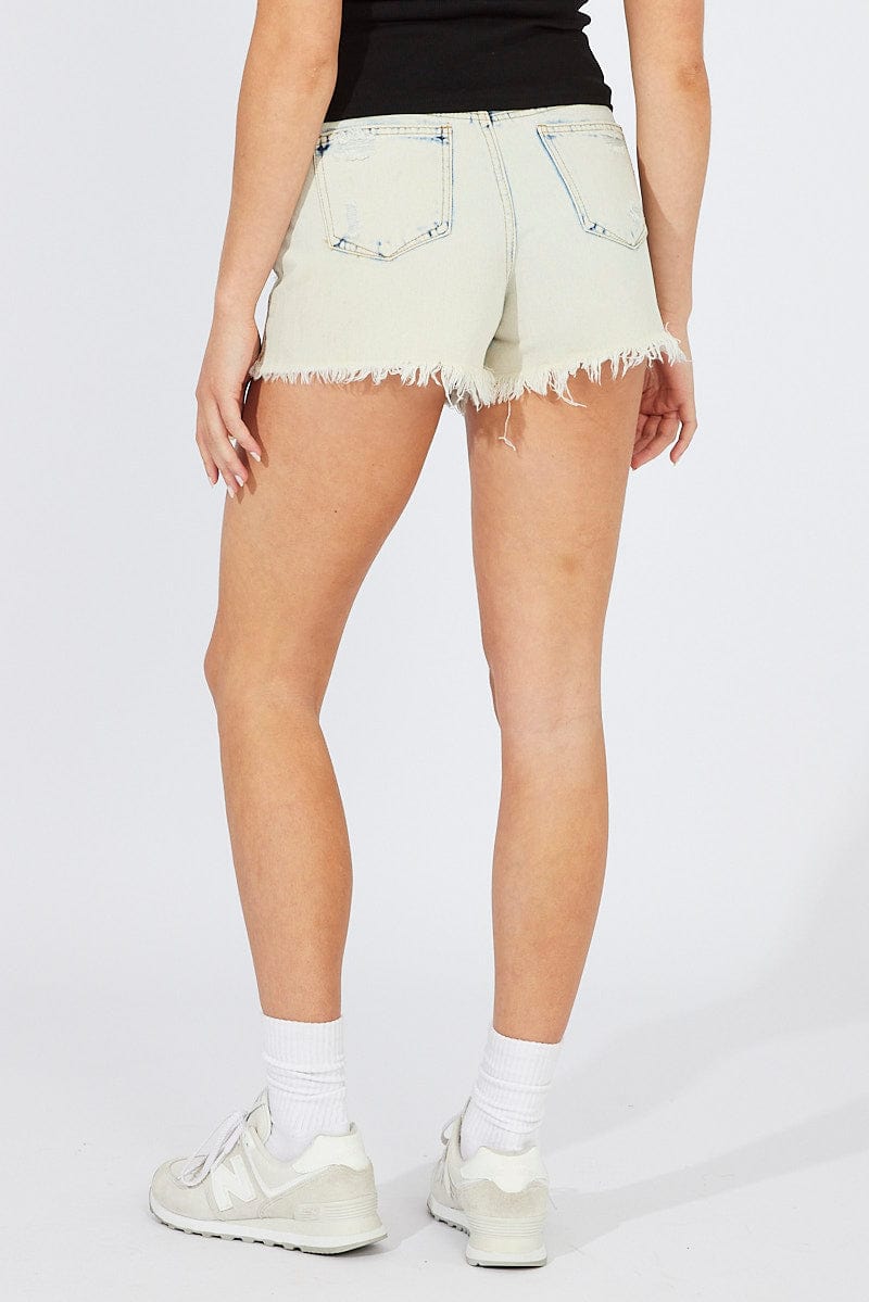 Denim Ripped Denim Shorts Acid Washing for Ally Fashion