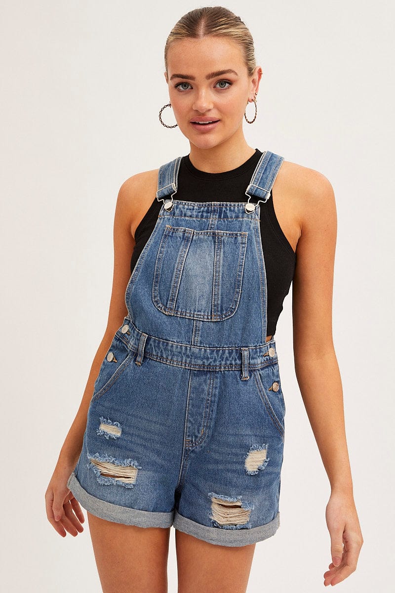 Distressed Denim Overall Shorts Shop What's New At Papaya, 42% OFF