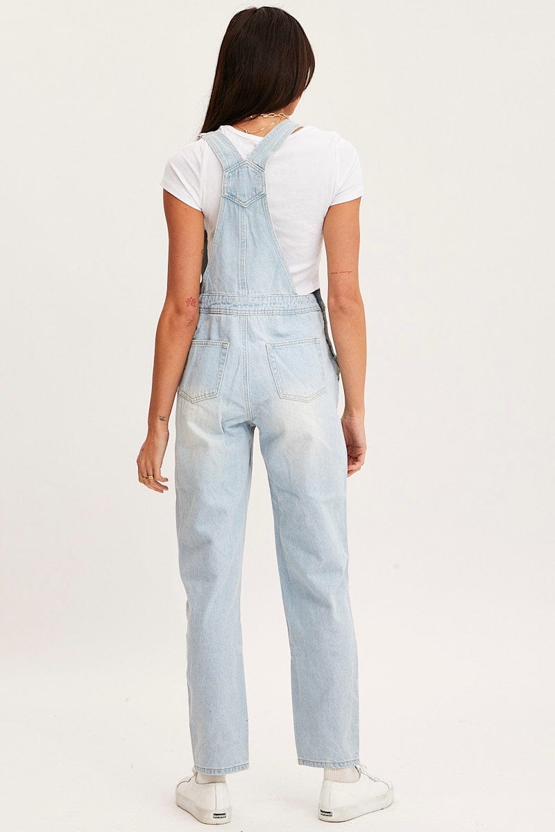 DUNGEREE LONG Blue Denim Overall for Women by Ally