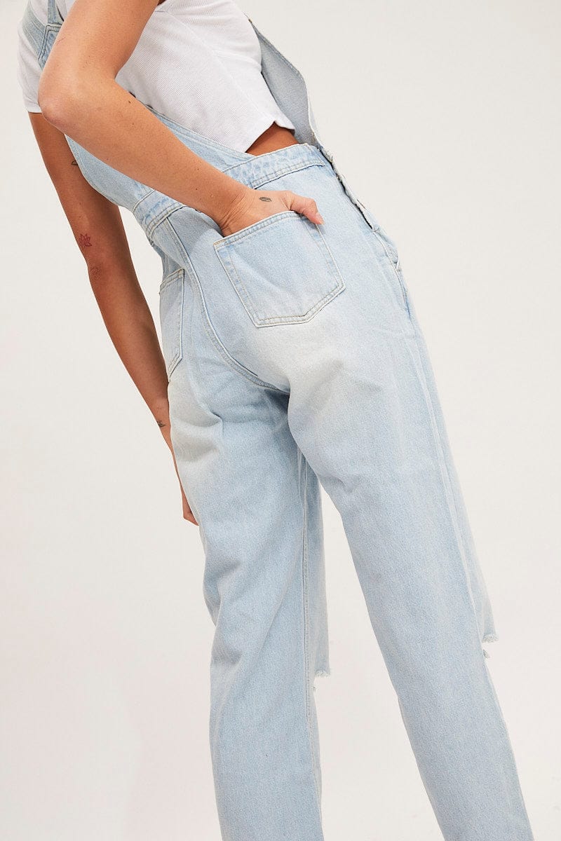 DUNGEREE LONG Blue Denim Overall for Women by Ally