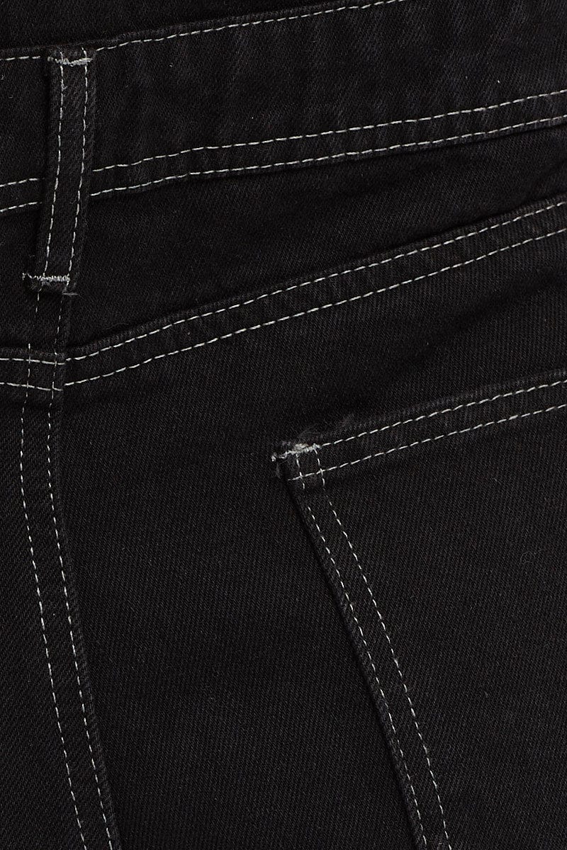DUNGEREE SHORT Black Denim Overall for Women by Ally