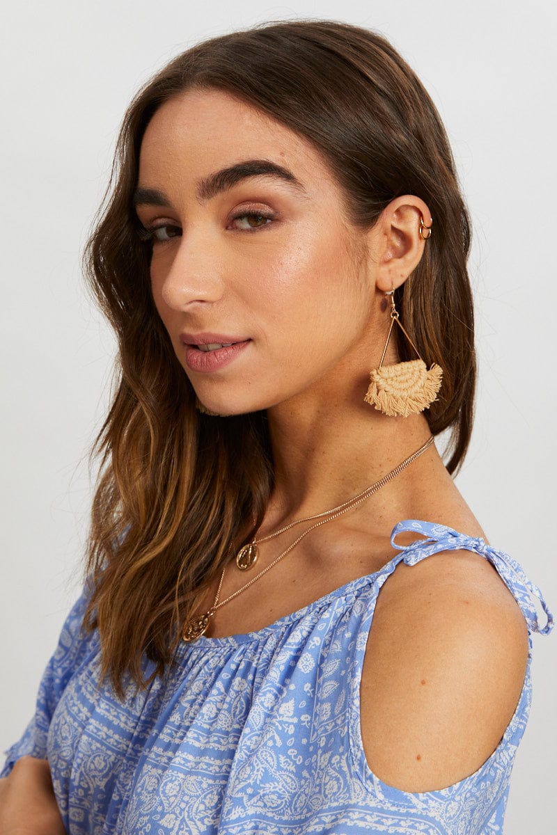 EARRINGS Camel Fringe Earrings for Women by Ally