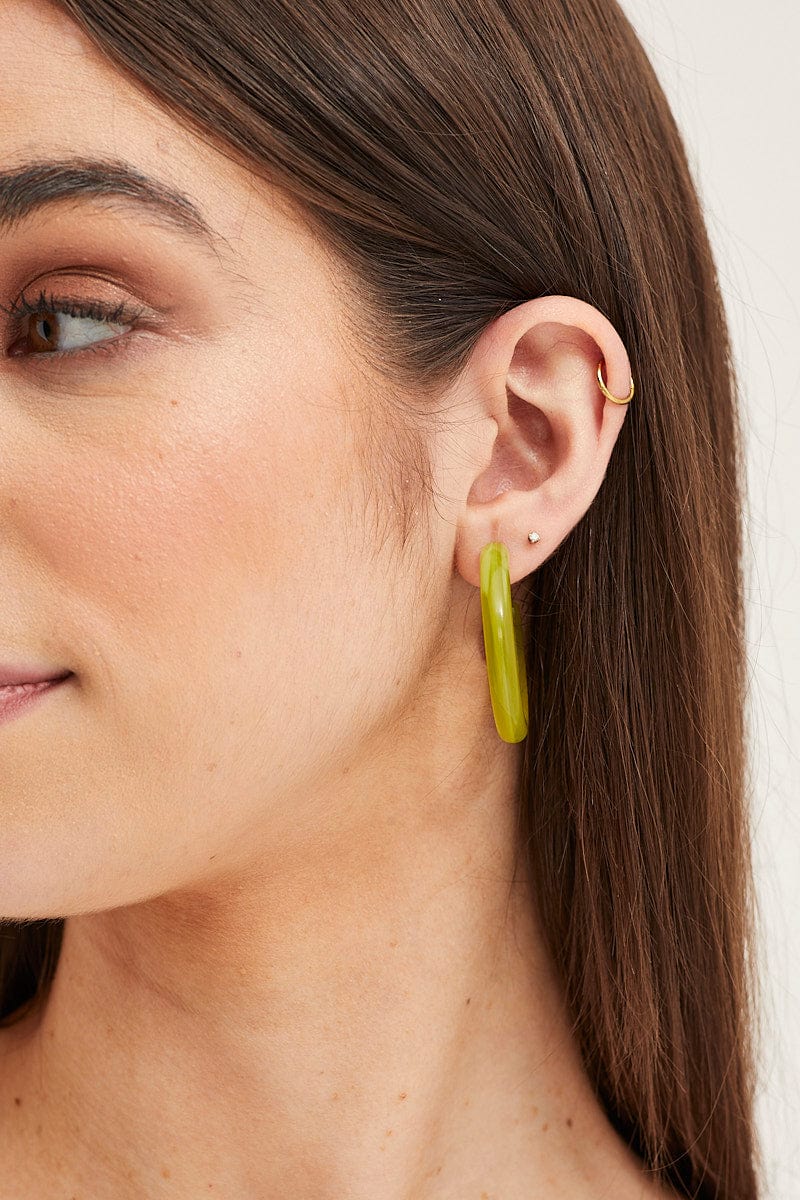 EARRINGS Green 3 Pack Resin Hoop Earrings for Women by Ally