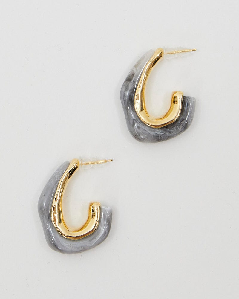 EARRINGS Grey Chunky Acrylic Hoop Earrings for Women by Ally