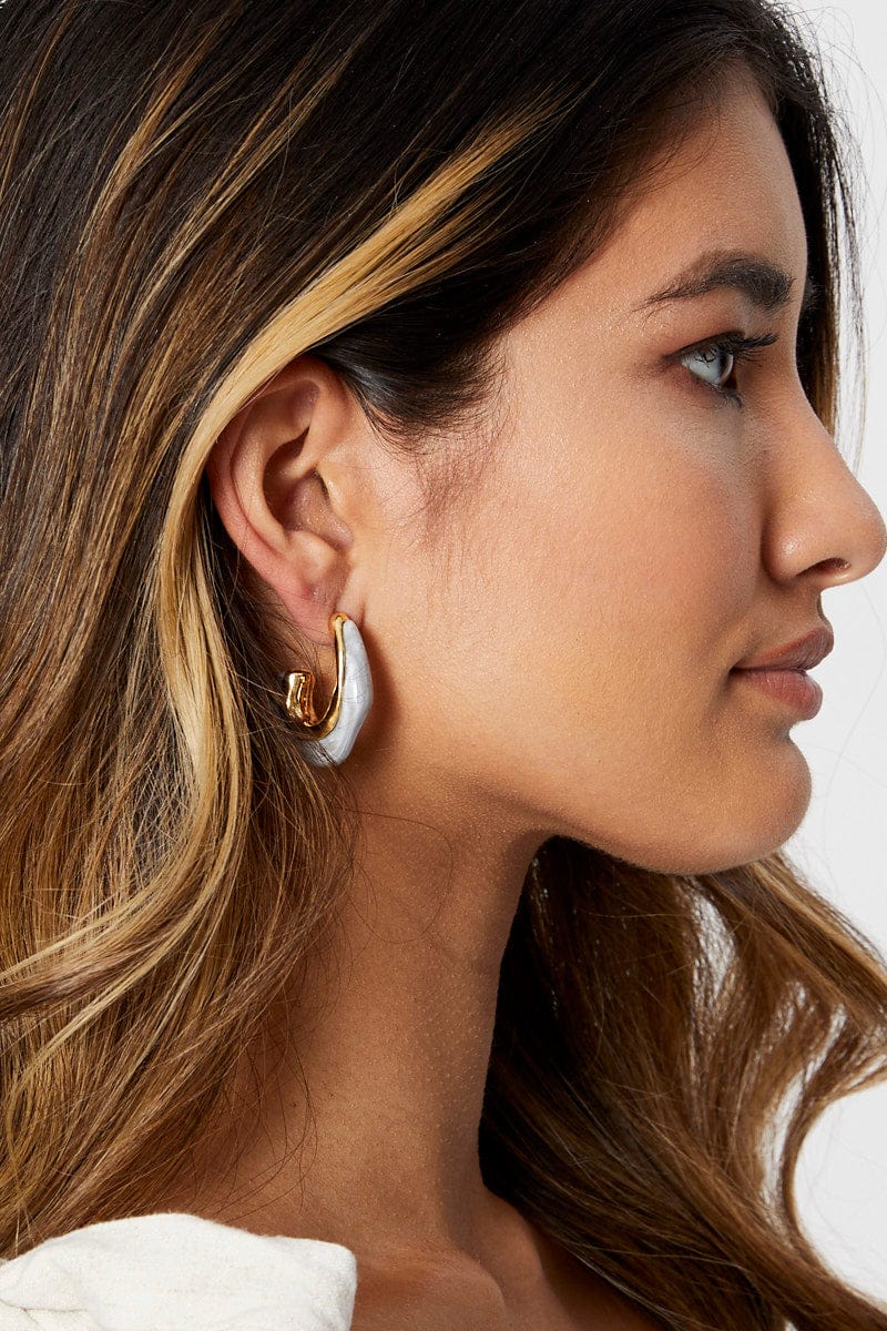 EARRINGS Grey Chunky Acrylic Hoop Earrings for Women by Ally