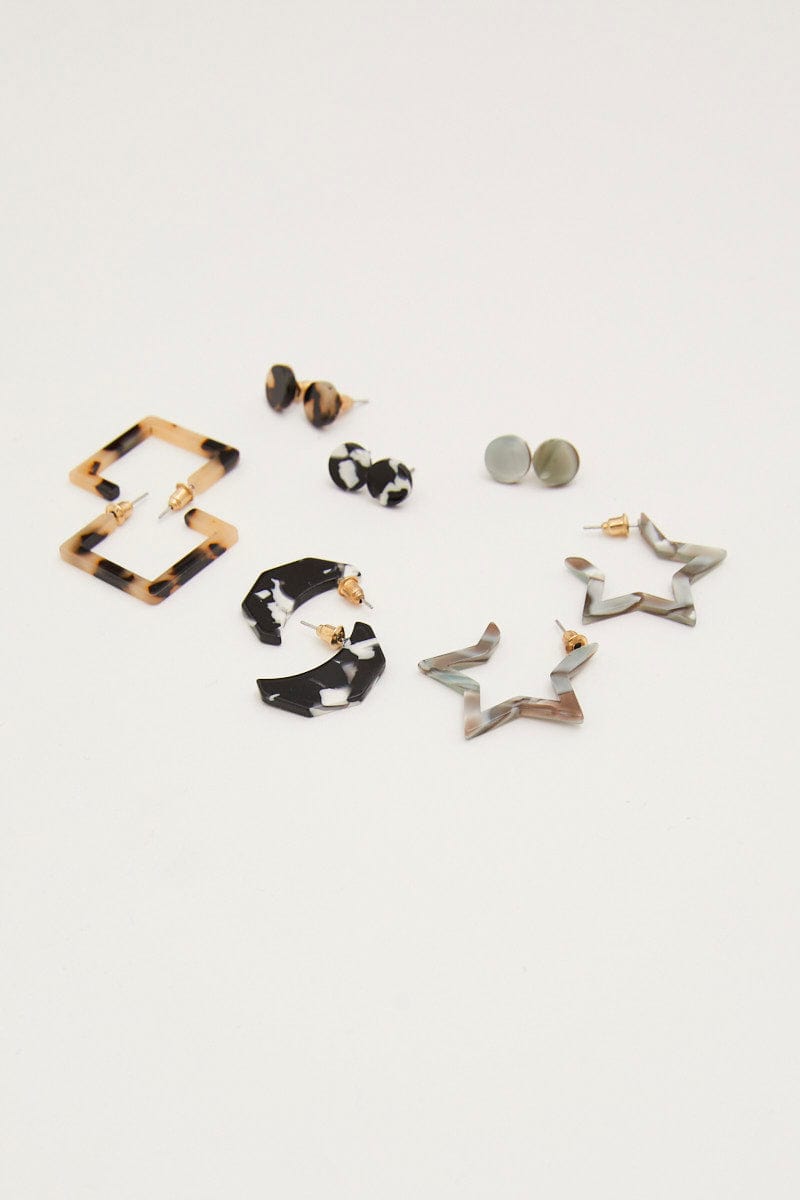 EARRINGS Multi 6 Pack Resin Earrings for Women by Ally