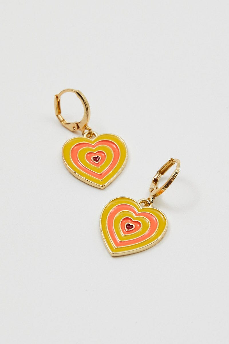 EARRINGS Yellow Heart Drop Earrings for Women by Ally