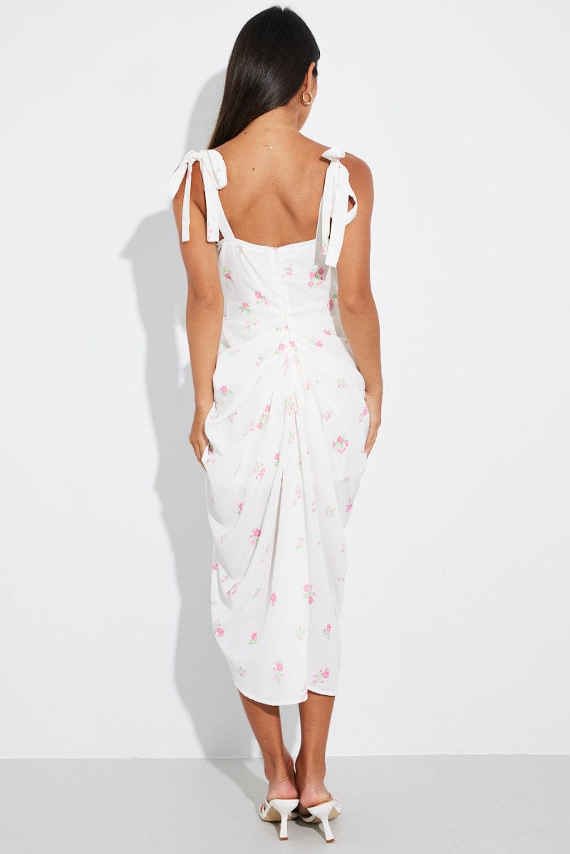 cupid tied shoulder embellished midi dress white Cupid's Cutout Midi Dress - White, Medium | Hazel and Olive