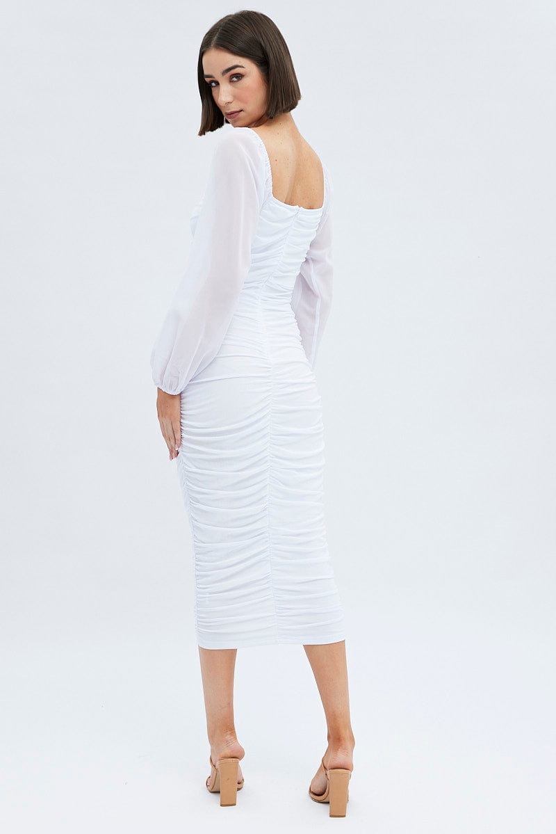 White Long Sleeve Bodycon Dress (3109805)