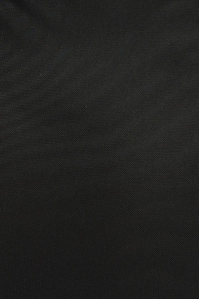 Black Midi Dress Asymmetric Ruffle Cut Out for Ally Fashion