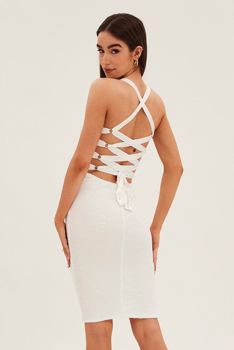 White Sequin Bodycon Party Dress | Ally Fashion White Sequin Bodycon Party Dress | Ally Fashion